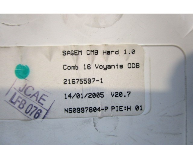 9652008280 QUADRO STRUMENTI CONTACHILOMETRI CITROEN C2 1.1 B 44KW 5M 3P (2005) RICAMBIO USATO 
