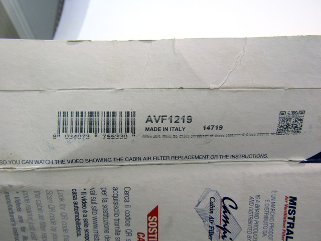 AVF1219 FILTRO ARIA ABITACOLO ANTIPOLLINE MISTRAL MERCEDES GLE 250 D 4-MATIC 150 KW RICAMBIO NUOVO