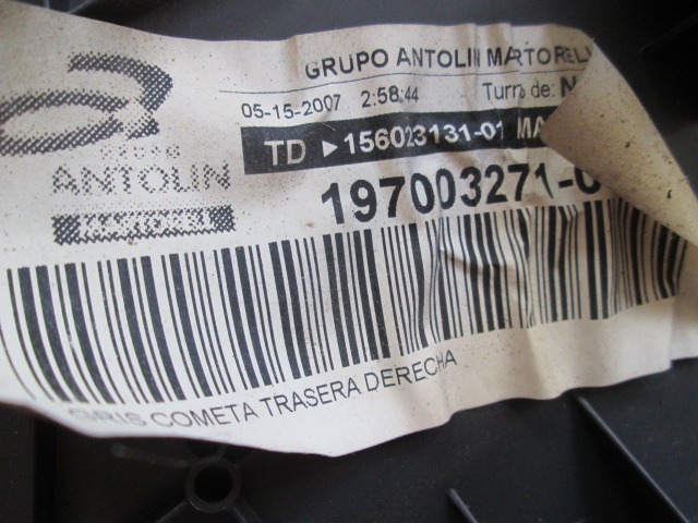 197003271 PANNELLO PORTA POSTERIORE DESTRA SEAT LEON 1.6 B 75KW 5M 5P (2007) RICAMBO USATO 