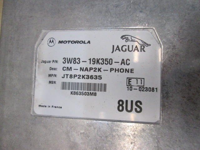 JT8P2K3635 CENTRALINA BLUETOOTH TELEFONO MOTOROLA JAGUAR XK8 4.2 B AUT 218KW (2006) RICAMBIO USATO 