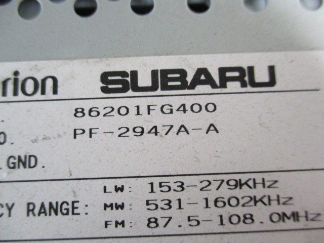 86201FG400 AUTORADIO LETTORE CD SUBARU IMPREZA 1.5 G 4X4 79KW 5M 5P (2009) RICAMBIO USATO 