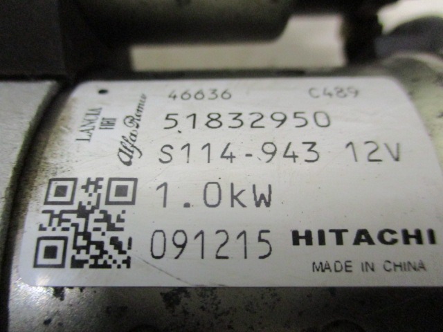 51832950 MOTORINO AVVIAMENTO HITACHI FIAT PANDA 1.2 G 44KW 5M 5P (2010) RICAMBIO USATO 