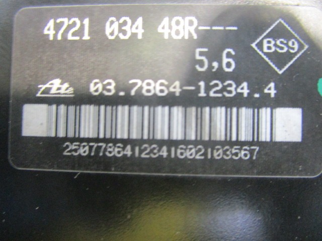 472103448R SERVOFRENO RENAULT CLIO 1.2 G 55KW 5M 5P (2012) RICAMBIO USATO CON POMPA COMANDO FRENI CILINDRO MAESTRO