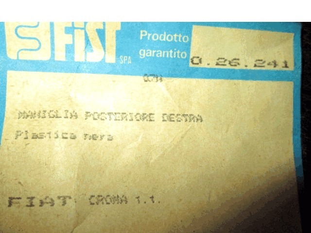 026241 MANIGLIA ESTERNA PORTA POSTERIORE DESTRA IN PLASTICA NERA FIAT CROMA 2.0I.E (DAL 1990) RICAMBIO NUOVO 