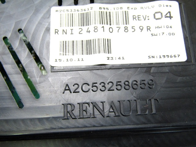 248107859R QUADRO STRUMENTI CONTACHILOMETRI RENAULT MEGANE 3 SW 1.5 D 81KW 6M 5P (2011) RICAMBIO USATO 