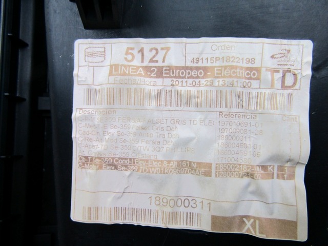 5P0867212E PANNELLO INTERNO PORTA POSTERIORE DESTRA SEAT ALTEA XL 2.0 103KW 5P D AUT (2011) RICAMBIO USATO