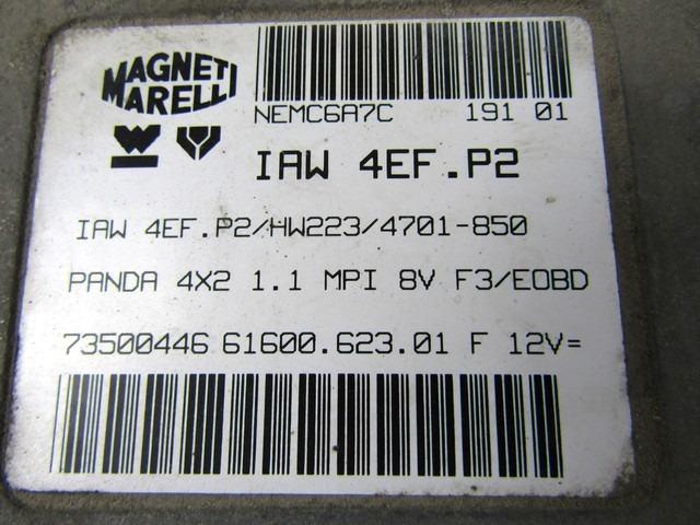 73500446 CENTRALINA INIEZIONE MOTORE FIAT PANDA VAN 1.1 40KW 3P B 5M (2001) RICAMBIO USATO