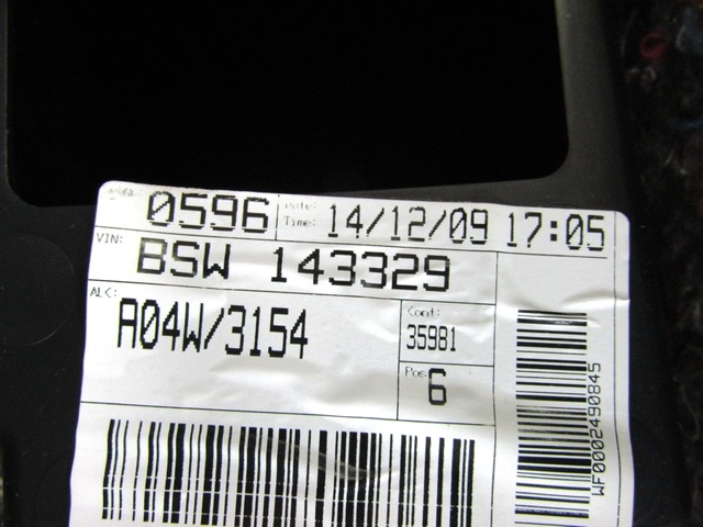 846101H8500W TUNNEL CENTRALE CON BRACCIOLO KIA CEE'D 1.6 D 66KW 6M 5P (2010) RICAMBIO USATO 