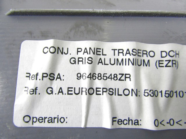 96468548ZR RIVESTIMENTO FIANCO LATERALE POSTERIORE DESTRO CITROEN C3 PLURIEL 1.4 B 54KW 5M 3P (2003) RICAMBIO USATO 