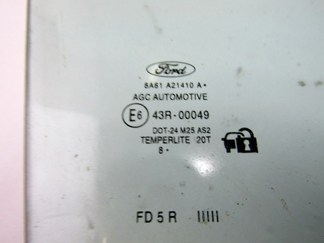 8A61-A21410-A VETRO SCENDENTE PORTA ANTERIORE DESTRA FORD FIESTA 1.2 B 60KW 5M 5P (2009) RICAMBIO USATO 