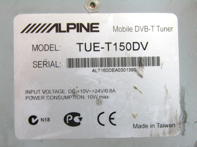 TUE-T150DV CENTRALINA SINTONIZZATORE DIGITALE TERRESTRE AFTERMARKET ALPINE FIAT CROMA 1.9 D 88KW 6M 5P (2008) RICAMBIO USATO 