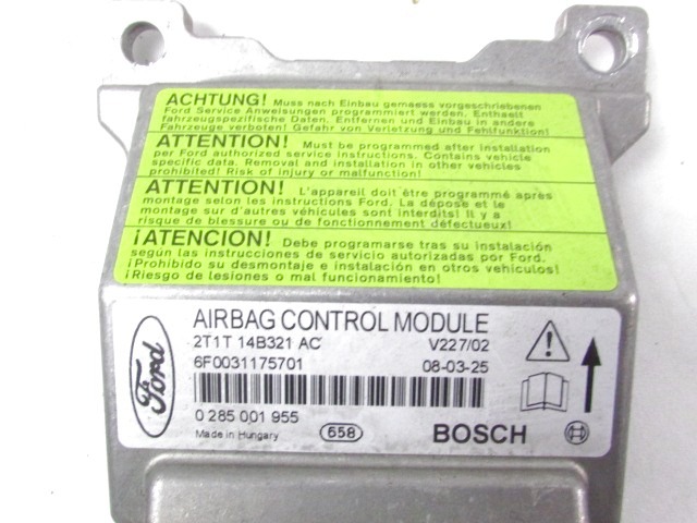 2T1T-14B321-AC KIT AIRBAG FORD TRANSIT CONNECT 1.8 81KW D 5M (2008) RICAMBIO USATO 0285001955 6T16-A042B85-AA 2T14-A61295-CE