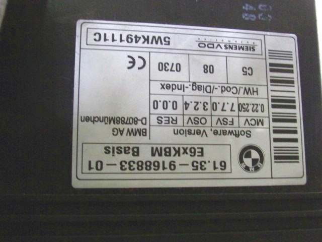 61359168833 CENTRALINA BODY COMPUTER BMW SERIE 6 635 D E63 3.0 D 210KW AUT 2P (2008) RICAMBIO USATO 