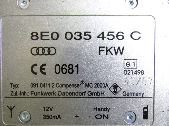 8E0035456C CENTRALINA AMPLIFICATORE ANTENNA AUDI A4 SW 2.0 D 103 KW 6M 5P (2007) RICAMBIO USATO 