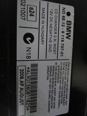 65129119707 CARICATORE CD BMW SERIE 3 318D E91 SW 2.0 D 90KW 6M 5P (2006) RICAMBIO USATO 