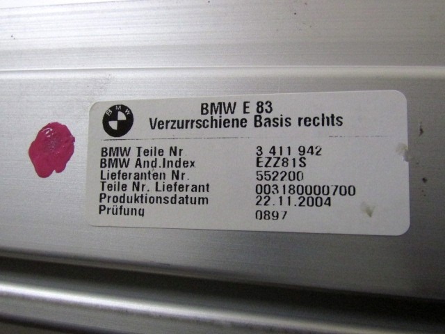 3411942 GUIDA LATERALE BAGAGLIAIO DESTRA BMW X3 E83 2.0 110KW 5P D 6M (2005) RICAMBIO USATO 