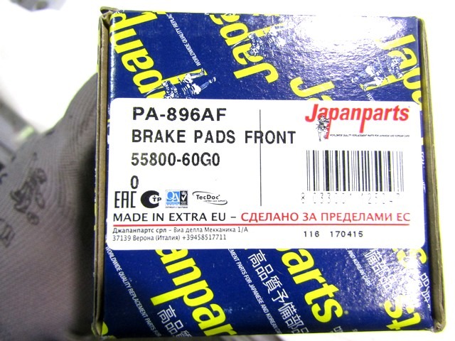 PA-896AF KIT PASTIGLIE FRENO ANTERIORI JAPANPARTS SUZUKI SWIFT 1.0 I 39KW RICAMBIO NUOVO