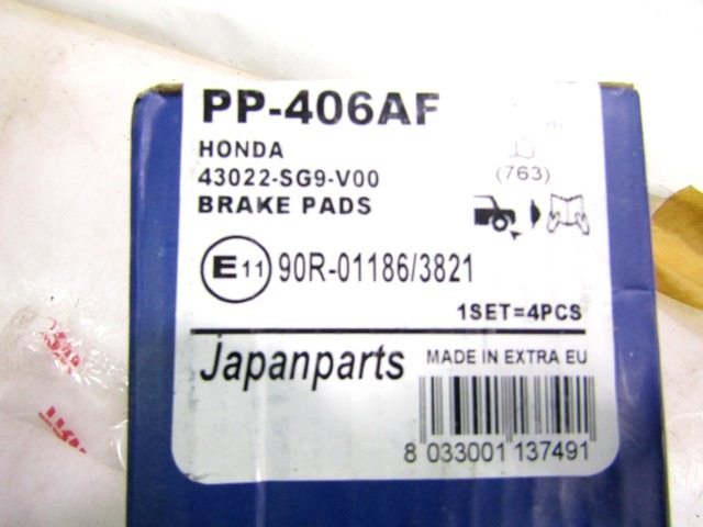 PP-406AF KIT PASTIGLIE FRENO POSTERIORI JAPANPARTS HONDA LEGEND 2.5 I 110 KW RICAMBIO NUOVO
