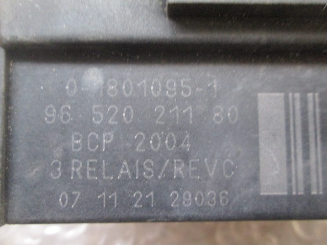 9652021180 RELÈ PRERISCALDAMENTO CITROEN C3 1.4 D 50KW 5M 5P (2008) RICAMBIO USATO 