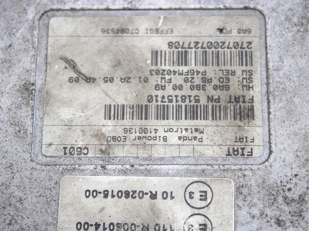 51815710 CENTRALINA INIEZIONE GAS METANO FIAT PANDA 1.2 M 44KW 5M 5P (2007) RICAMBIO USATO