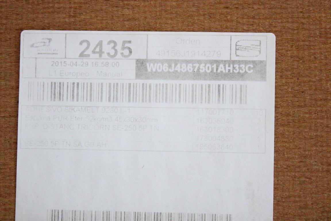 6J4867501T33C RIVESTIMENTO INTERNO TETTO CIELO SEAT IBIZA 1.2 B 51KW 5M 5P (2015) RICAMBIO USATO