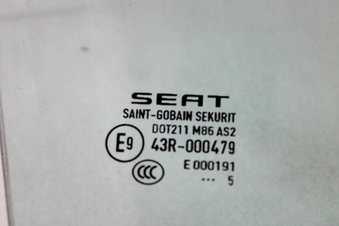 6J4845202B VETRO SCENDENTE PORTA ANTERIORE DESTRA SEAT IBIZA 1.2 B 51KW 5M 5P (2015) RICAMBIO USATO