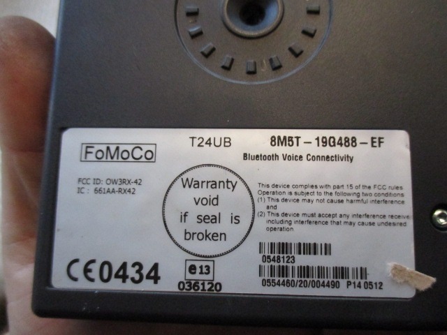 8M5T-19Q488-EF CENTRALINA BLUETHOOTH RADIO FORD FOCUS SW 1.6 B 85KW 5M 5P (2008) RICAMBIO USATO 