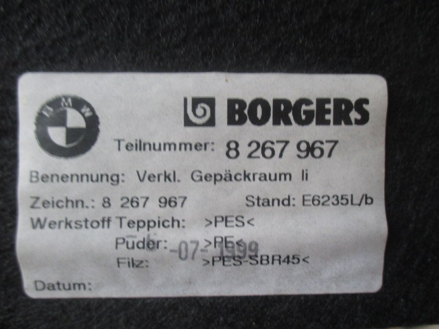 8267967 RIVESTIMENTO LETERALE DESTRO BAGAGLIAIO BMW SERIE 3 320D E46 2.0 D 100KW 5M 5P (1999) RICAMBIO USATO 
