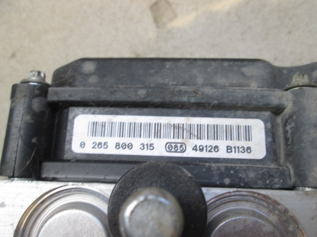 0265231331 CENTRALINA ABS AGGREGATO POMPA FIAT PUNTO 1.3 D 51KW 5M 5P (2005) RICAMBIO USATO 46836768 041202/4/0497 0265800315