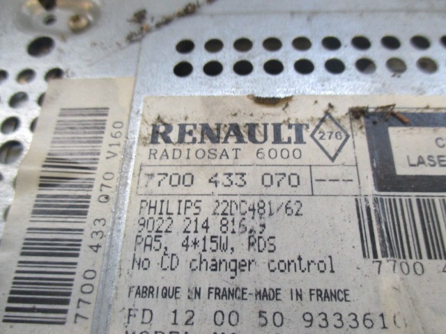 4829419 KIT NAVIGATORE SATELLITARE RADIOSAT RENAULT SCENIC 1.9 D 75KW 6M 5P (2001) RICAMBIO USATO 6000  700433070 7700430464 